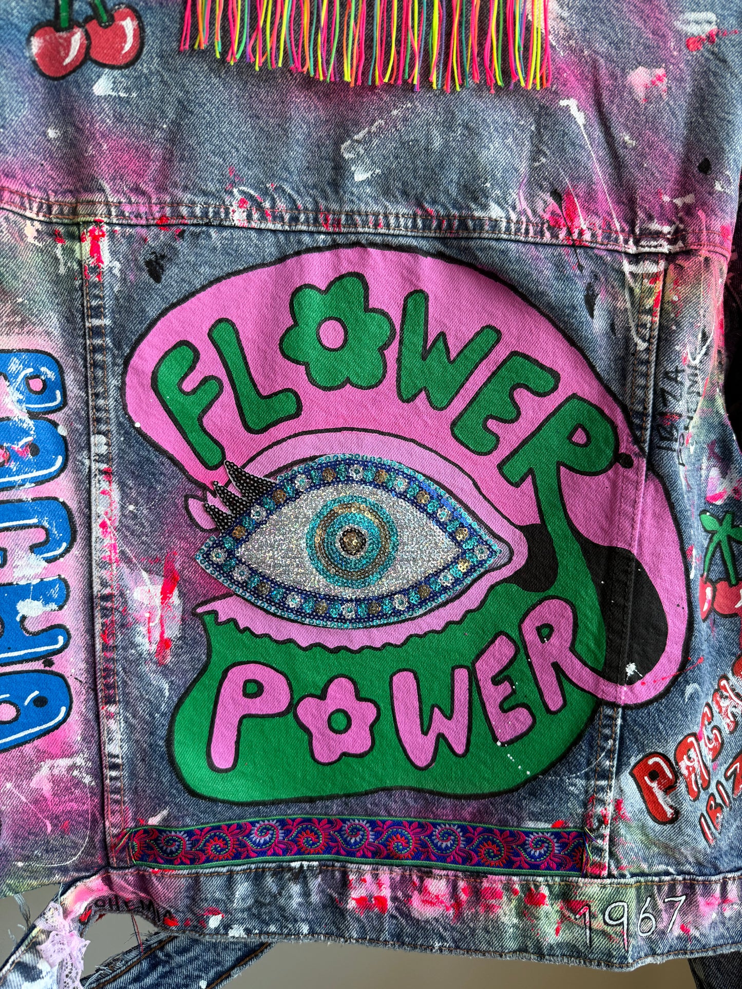 aaFLOWERPOWER’ adults denim jacket