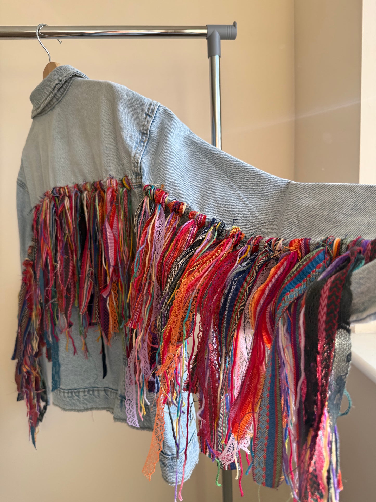aaaTASSELBoho’ denim jacket
