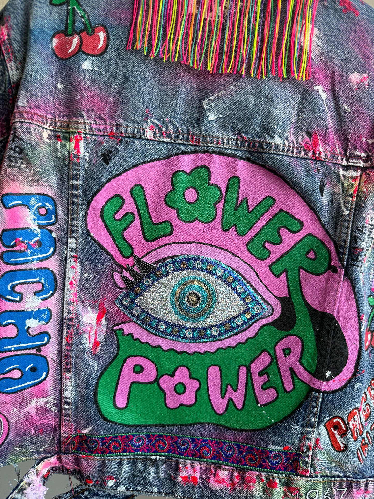 aaFLOWERPOWER’ adults denim jacket