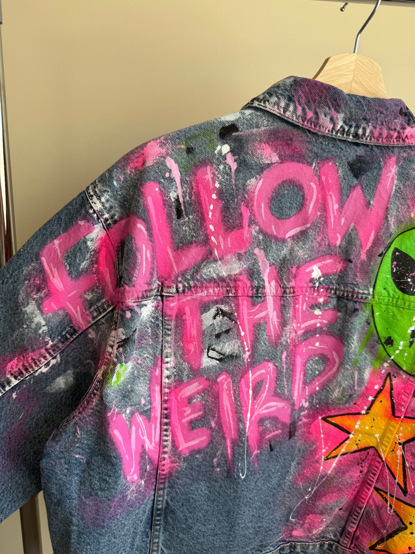 aaFOLLOWTHEWEIRD’ adults denim jacket