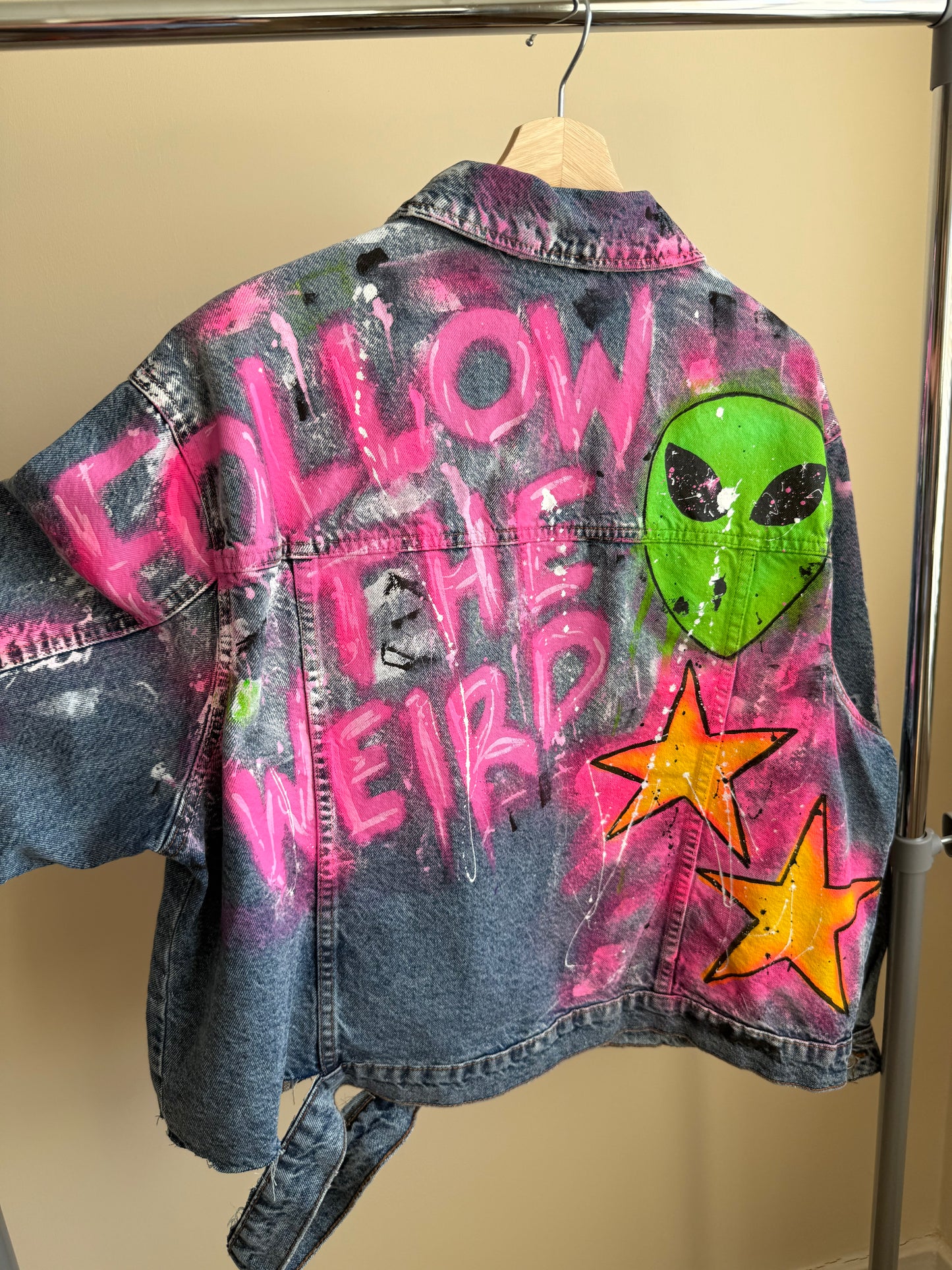 aaFOLLOWTHEWEIRD’ adults denim jacket