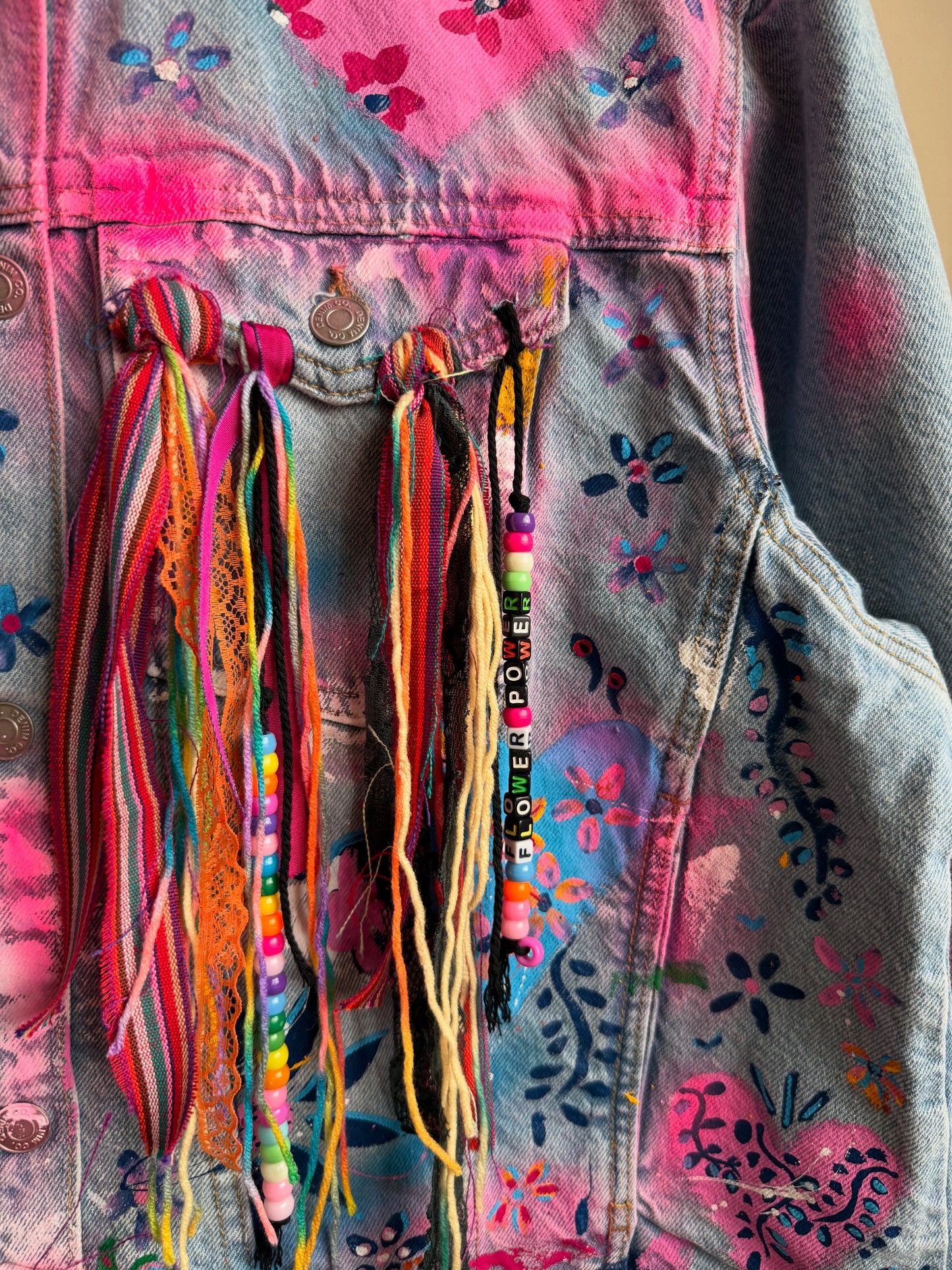 aaFLOWERPOWER’ adults denim jacket