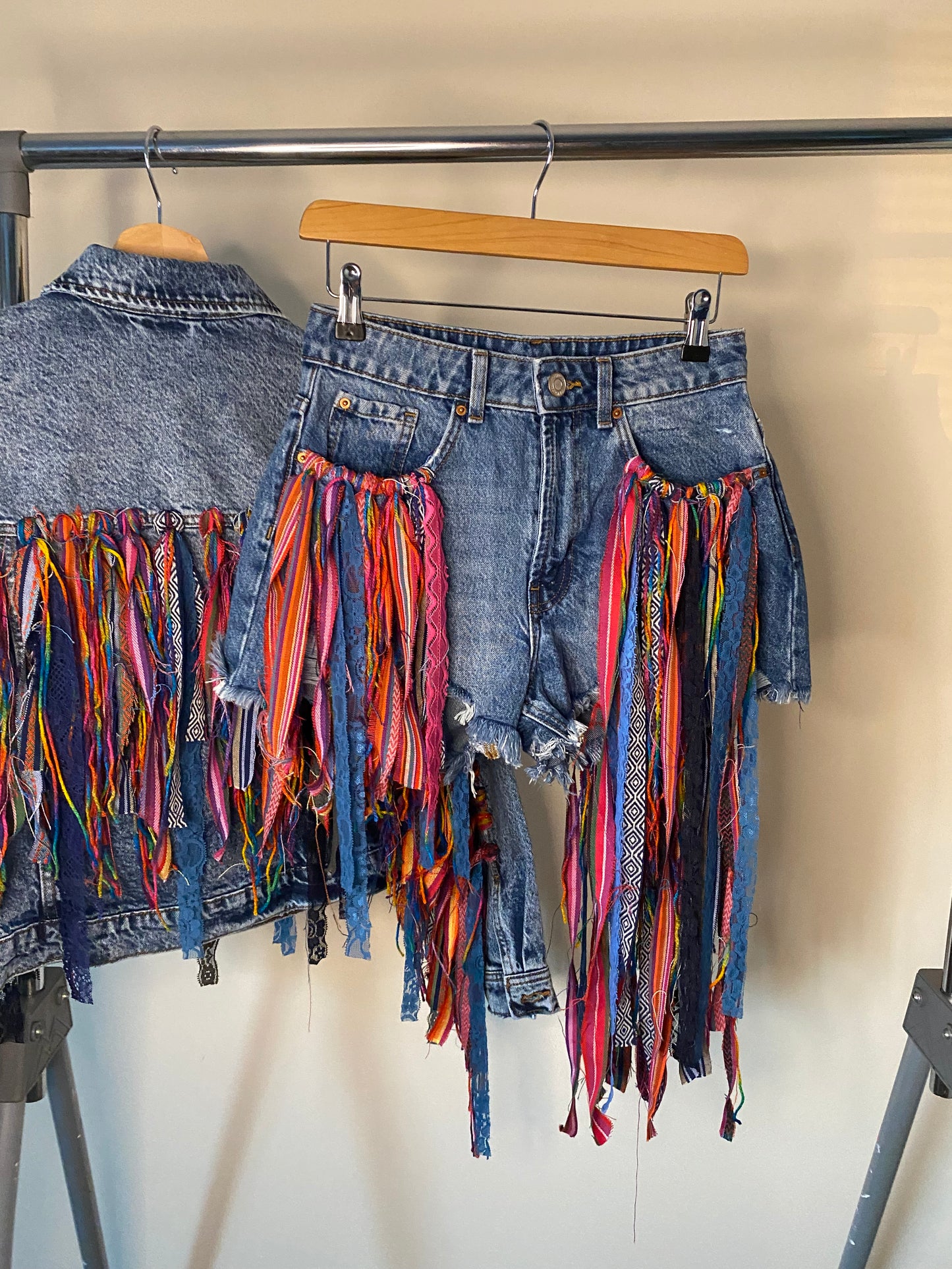 aaTassle Boho’ adults denim shorts