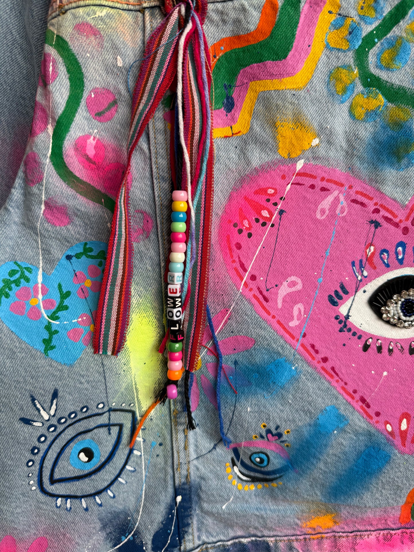 aaFLOWERPOWER’ adults denim jacket