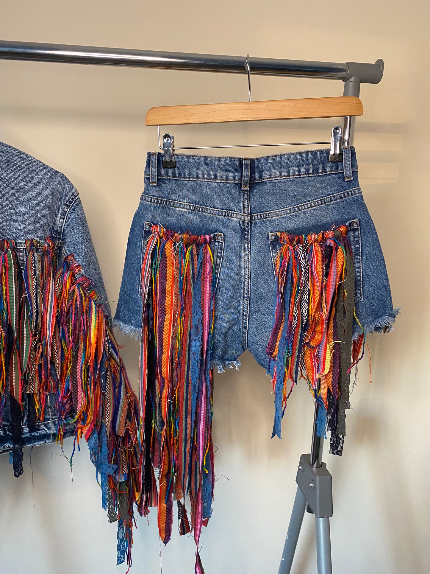 aaTassle Boho’ adults denim shorts