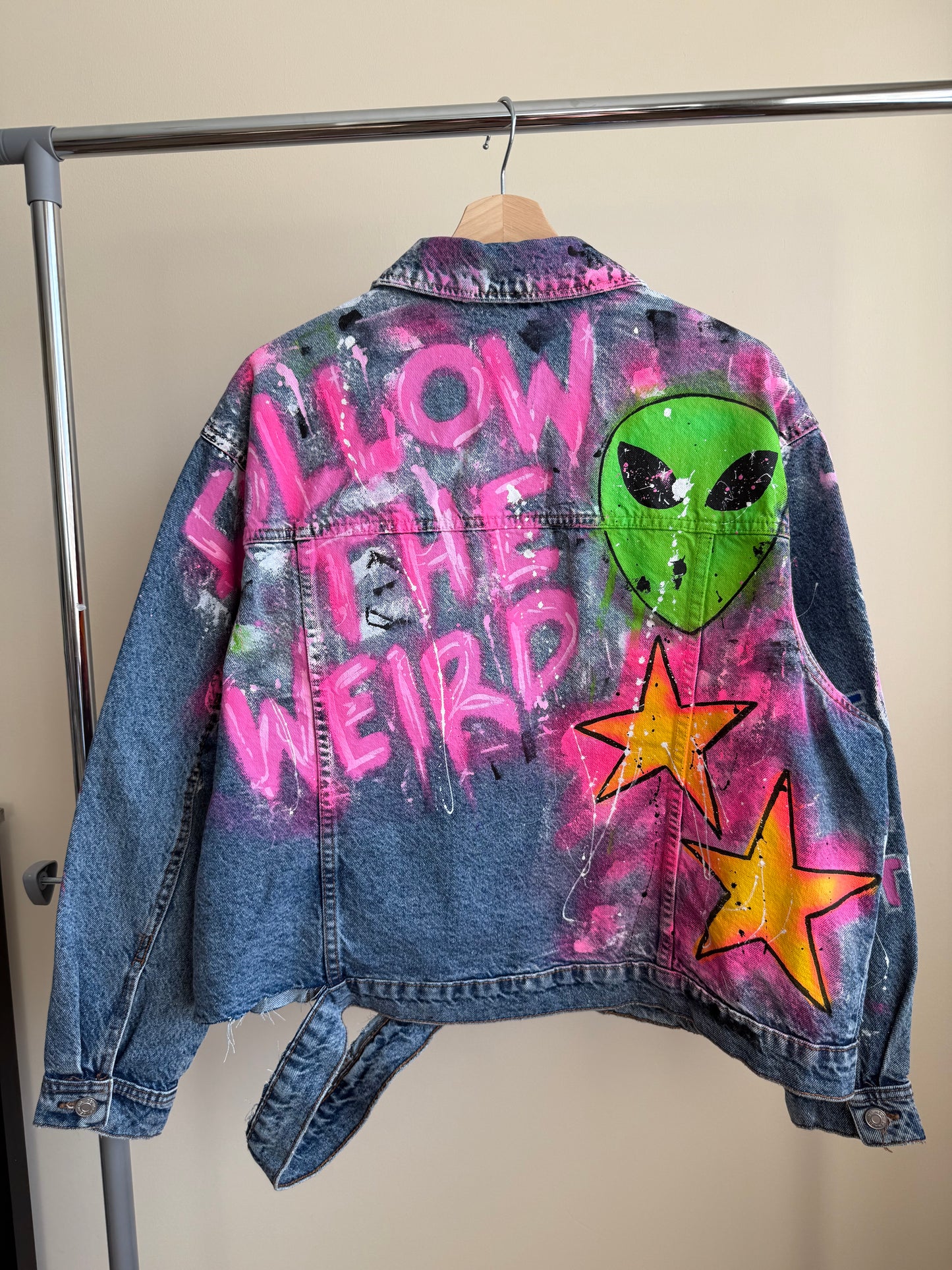 aaFOLLOWTHEWEIRD’ adults denim jacket