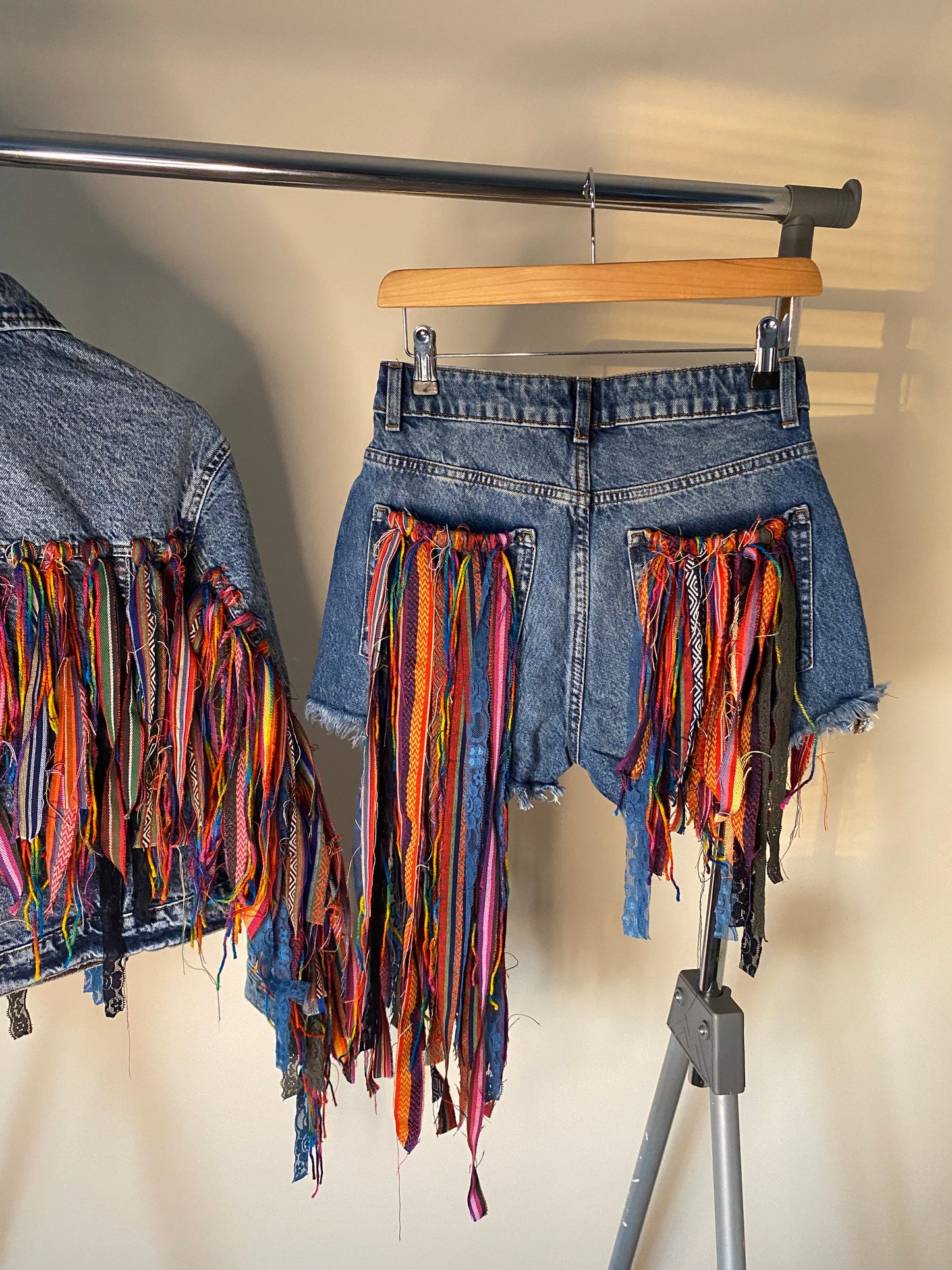 aaTassle Boho’ adults denim shorts