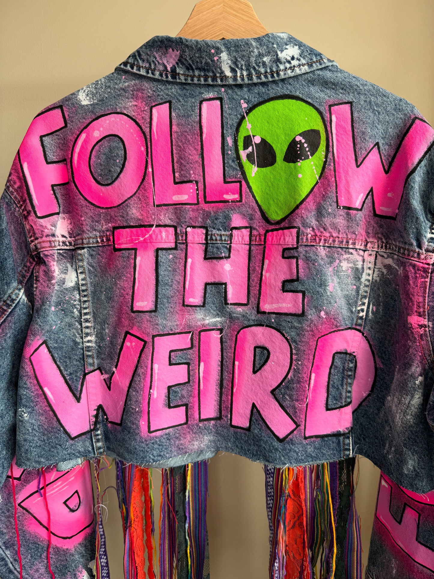 aFOLLOWTHEWEIRD’ adults cropped denim jacket