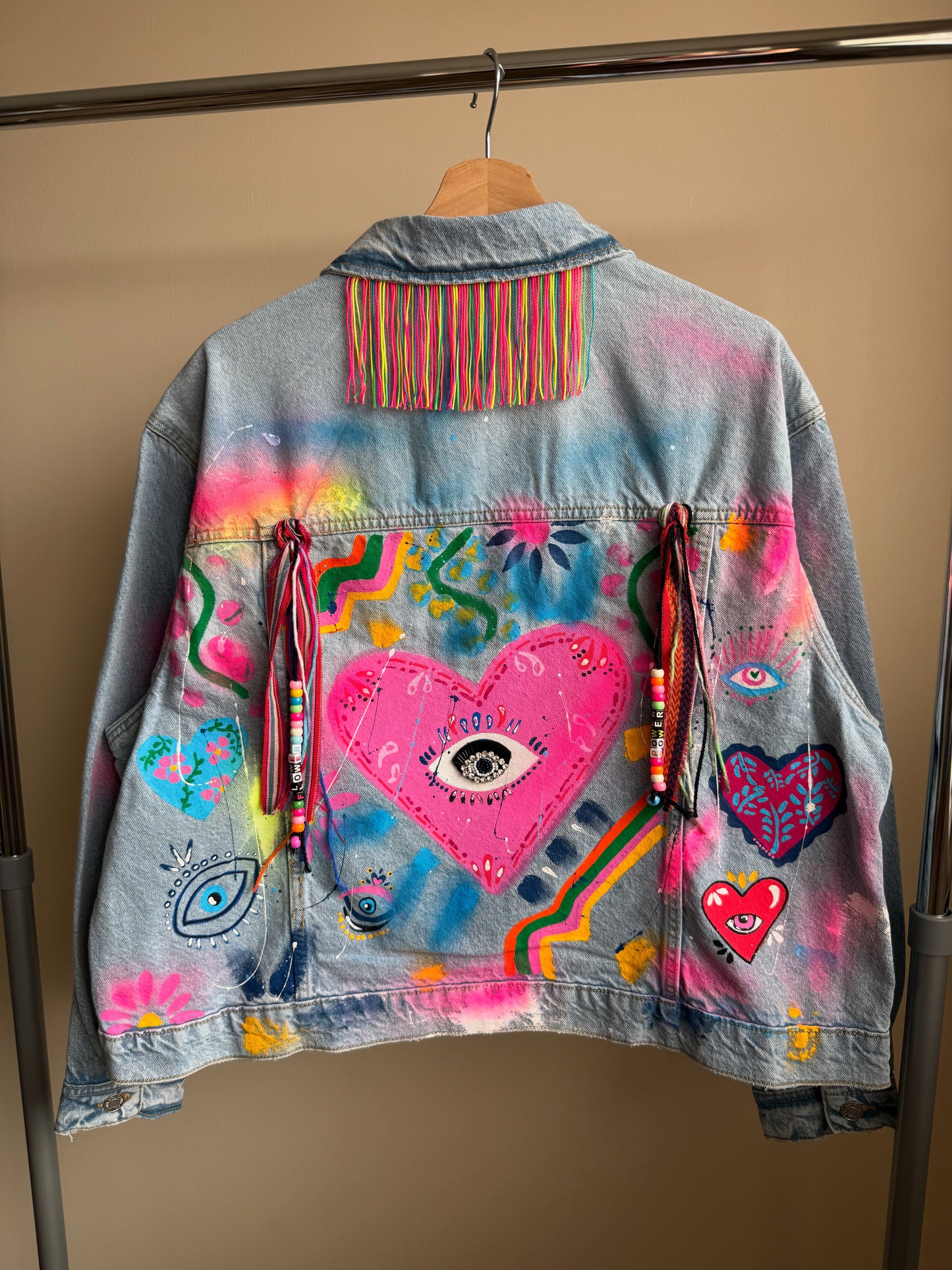 aaFLOWERPOWER’ adults denim jacket