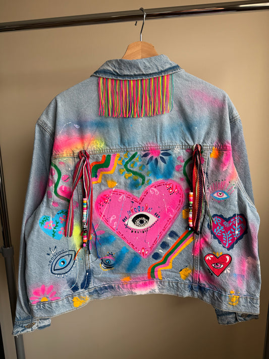 aaFLOWERPOWER’ adults denim jacket