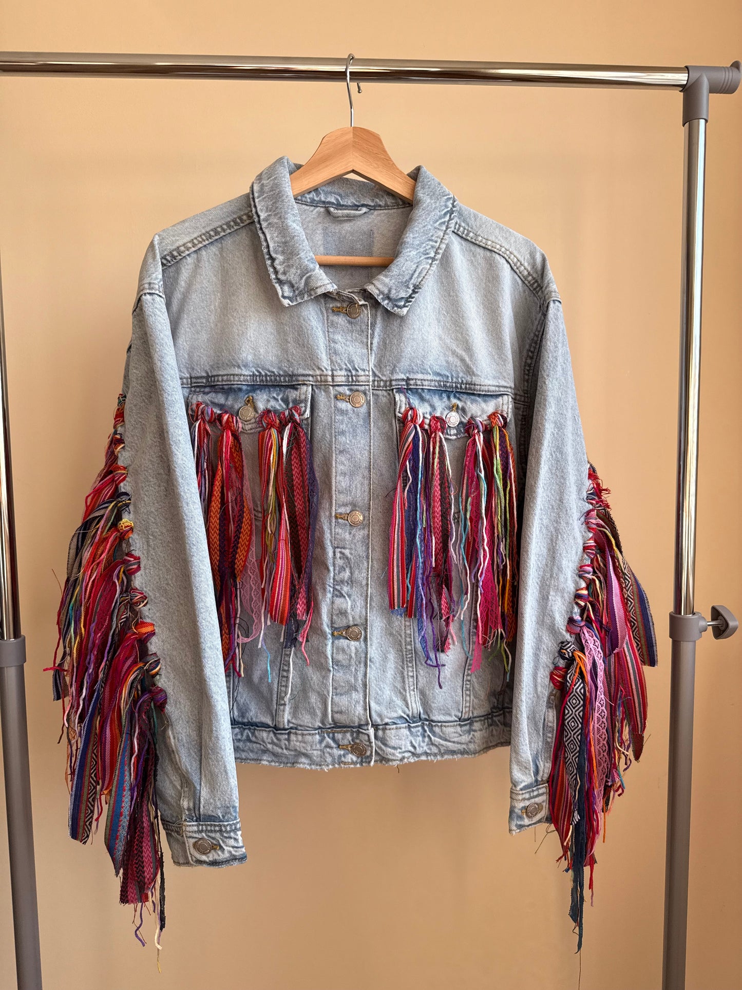 aaaTASSELBoho’ denim jacket