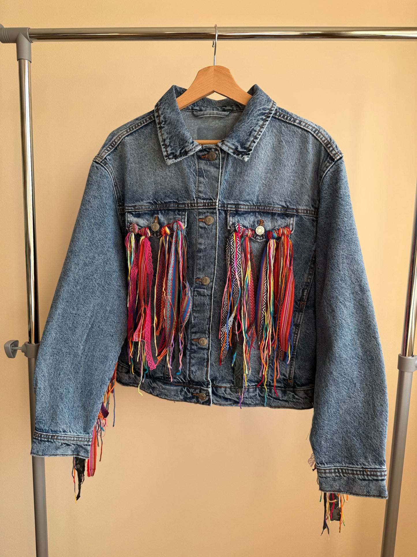 aaaTASSELBoho’ denim jacket