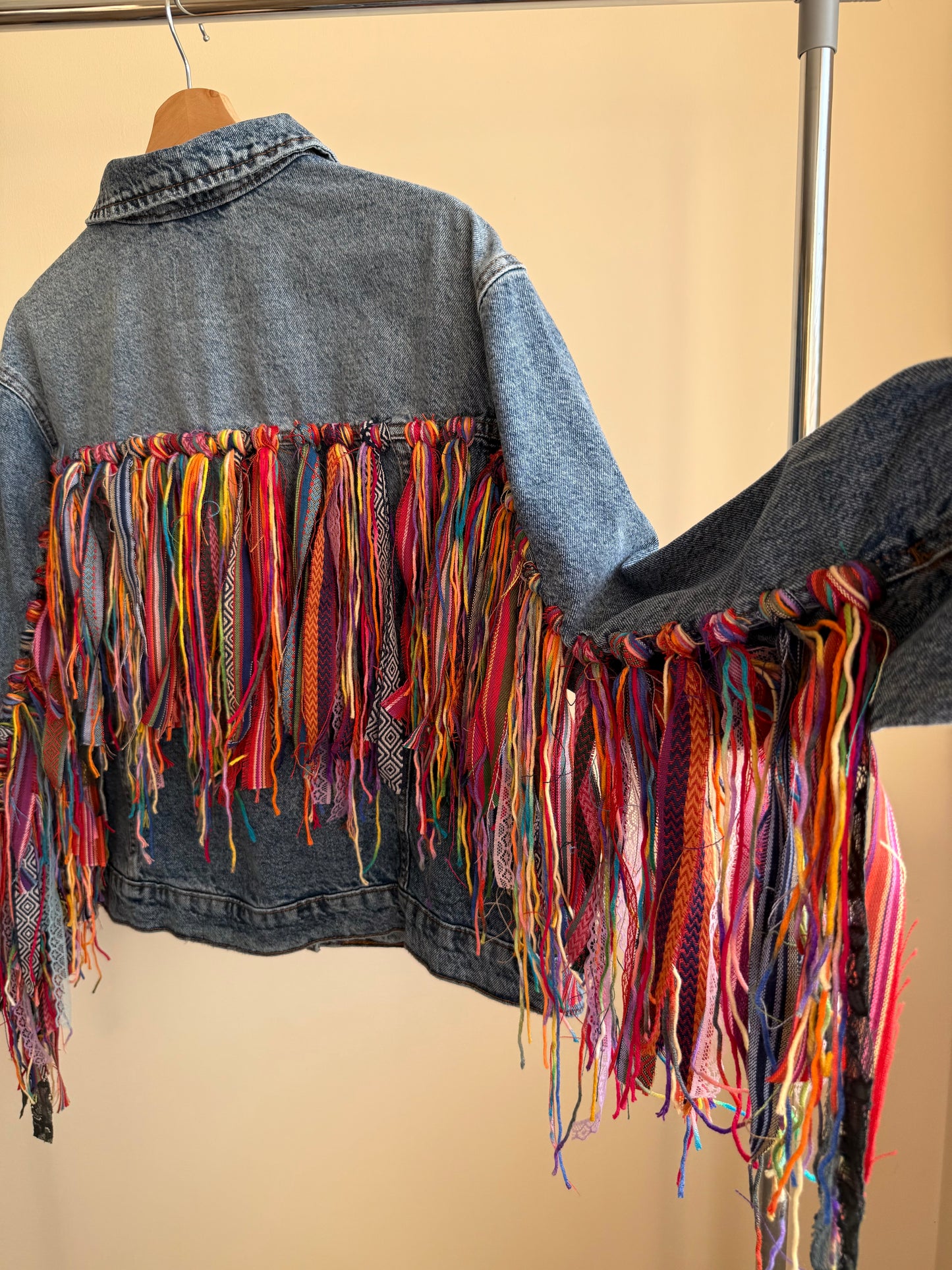 aaaTASSELBoho’ denim jacket