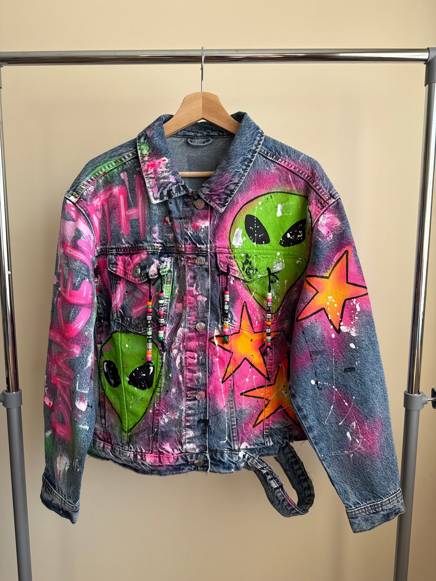 aaFOLLOWTHEWEIRD’ adults denim jacket