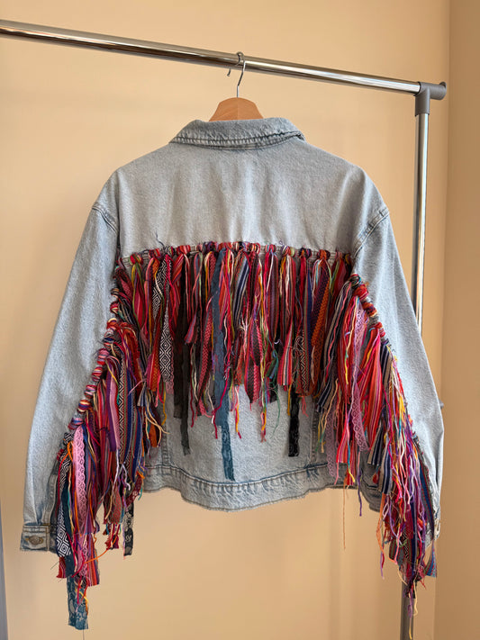 aaaTASSELBoho’ denim jacket