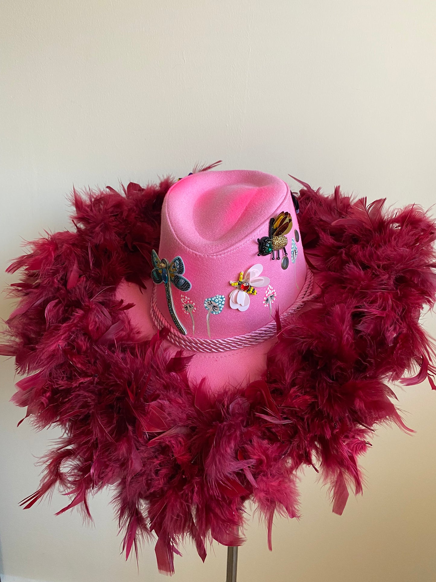 aaaFeatherBurgundy’ Hat