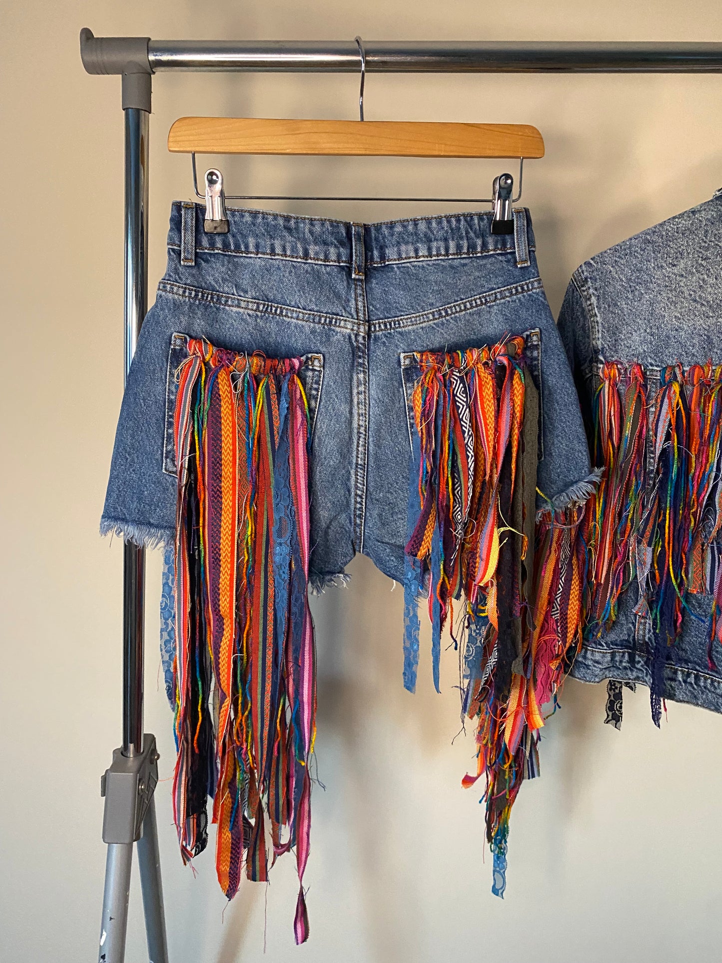 aaTassle Boho’ adults denim shorts
