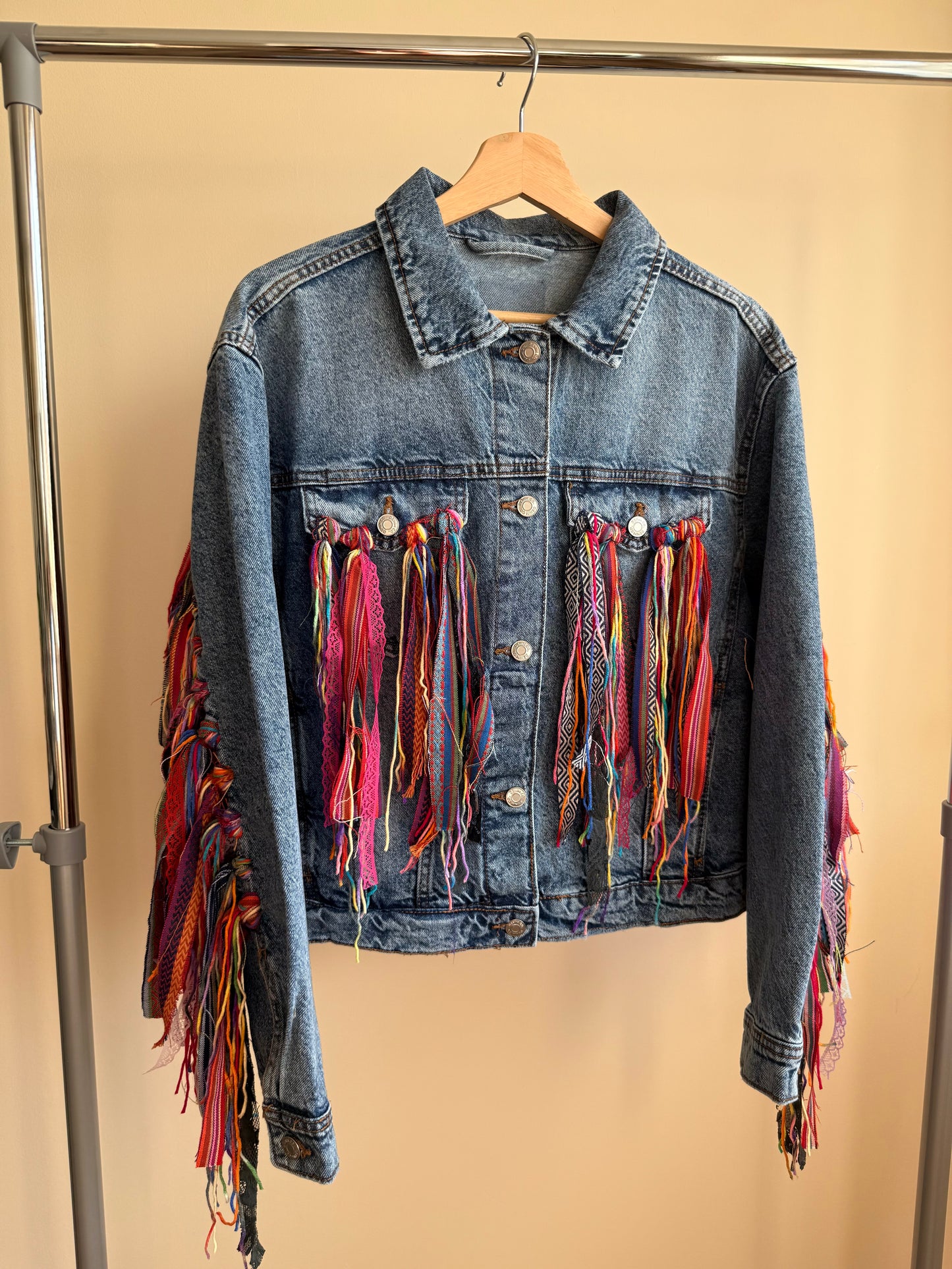 aaaTASSELBoho’ denim jacket