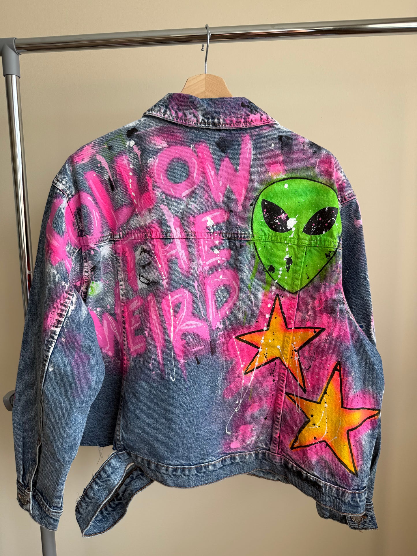 aaFOLLOWTHEWEIRD’ adults denim jacket