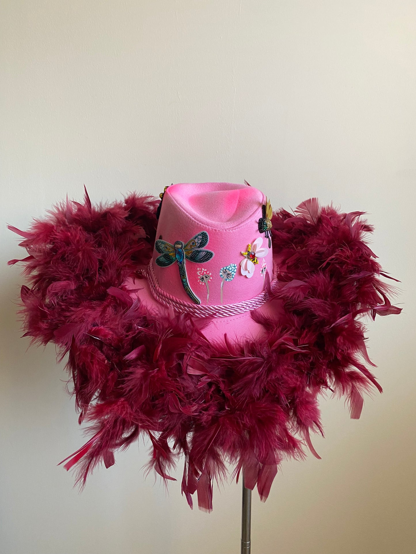 aaaFeatherBurgundy’ Hat